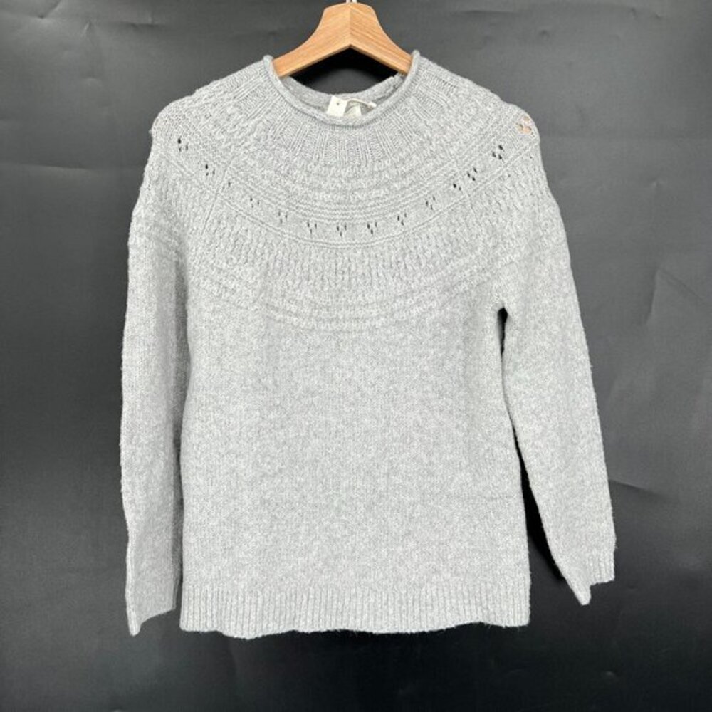 NEW Caslon fisherman sweater roll neck pullover thick stretch heather gray XS